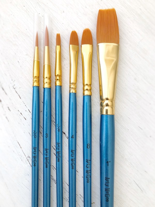 Teal Painty McGoo detail paint brushes used for touch up painting and wall paint ideas