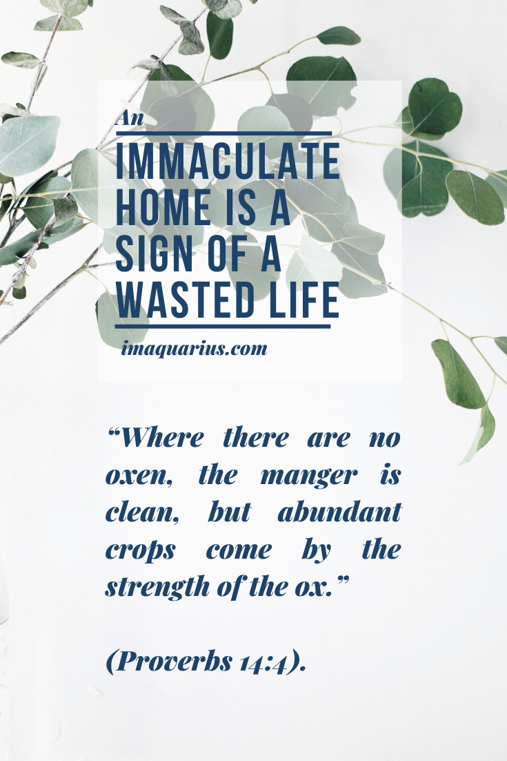 an immaculate home is a sign of a wasted life and quote that where there are no oxen the manger is clean