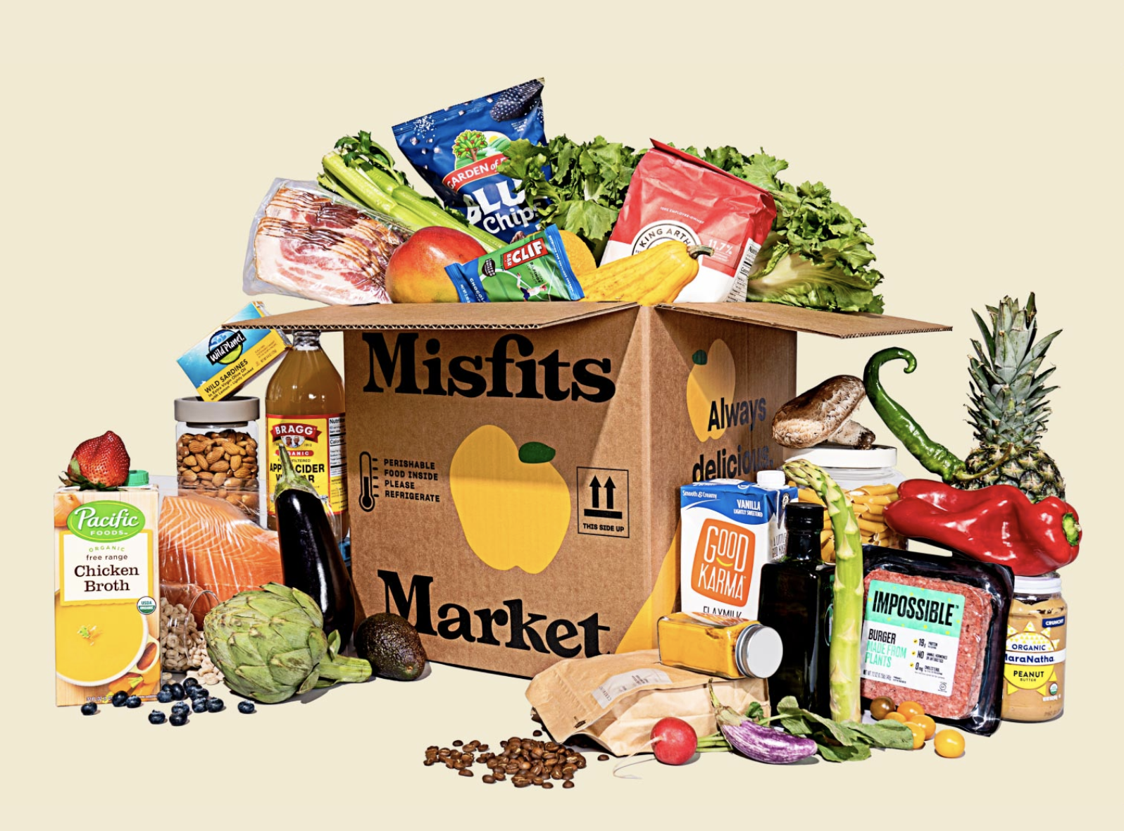 Misfits Market box filled to the brim with produce and other grocery store items