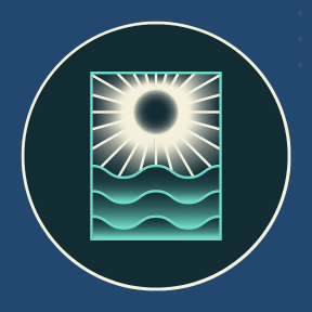 Chapter Heading Logo for I'm Aquarius Overcome Depression: Mission Possible Program.  The logo is a sun above water on a dark blue background.