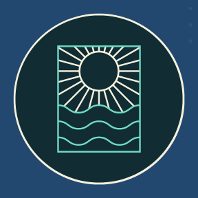 Random Logo for I'm Aquarius Overcome Depression: Mission Possible Program. The logo is a sun above water on a dark blue background.