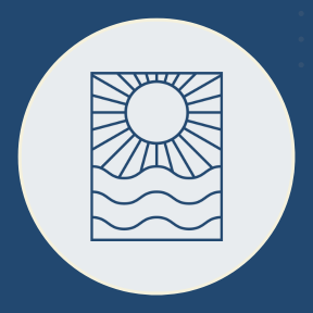 Natural Solutions Logo for I'm Aquarius Overcome Depression: Mission Possible Program. The logo is a sun above water on a light grey background.
