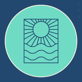 How To Logo for I'm Aquarius Overcome Depression: Mission Possible Program. The logo is a sun above water on a light grey background.
